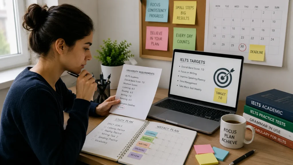 Learner defining an IELTS Study Plan for Target Band Score